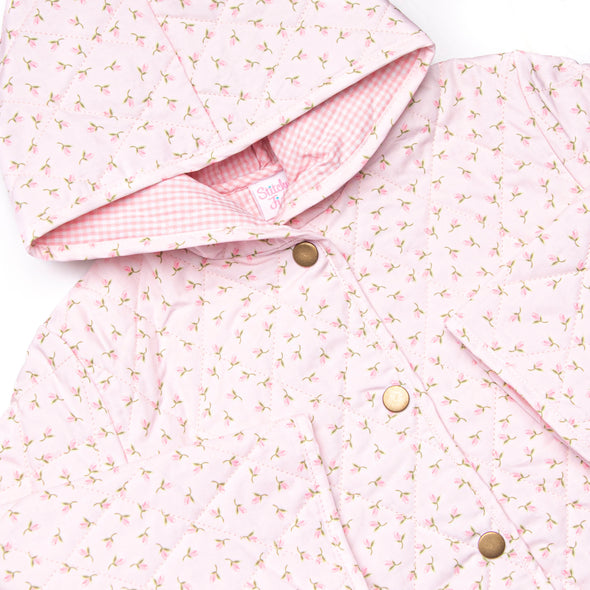 Rosemary Quilted Coat, Pink Rosebud