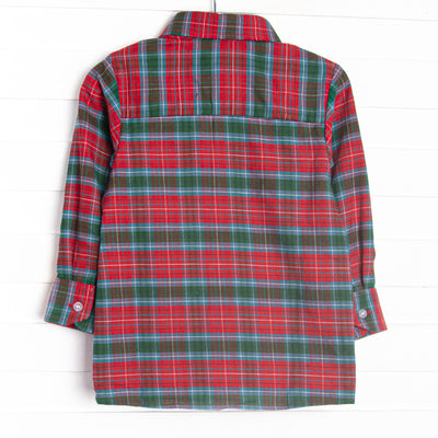 Bleu: Conrad Classic Button-Up Shirt, Red and Green Christmas Plaid