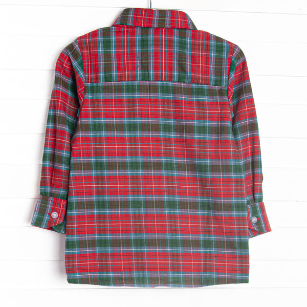 Bleu: Conrad Classic Button-Up Shirt, Red and Green Christmas Plaid