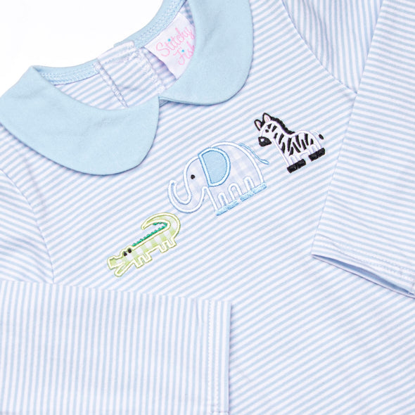 Zoo Park Pals Applique Romper, Blue