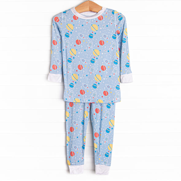 Rocket to Sleep Bamboo Pajama Set, Blue