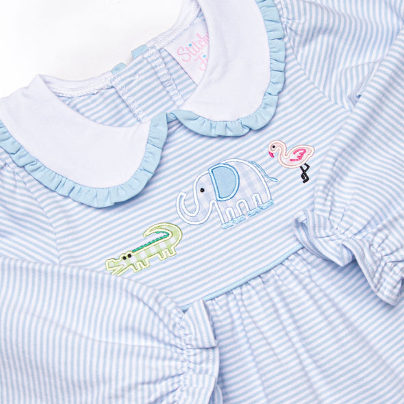 Zoo Park Pals Applique Diaper Set, Blue