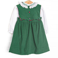 Bleu: Colette Classic Smocked Dress Set, Green Corduroy