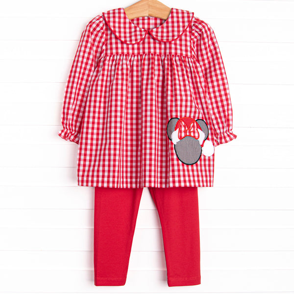Merry Mouse Applique Legging Set, Red