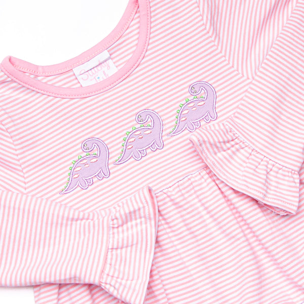 Jurassic Journey Applique Legging Set, Pink Stripe