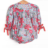 Bleu: Cranberry and Cane Smocked Long Sleeve Bubble, Blue