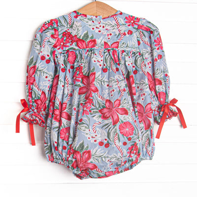 Bleu: Cranberry and Cane Smocked Long Sleeve Bubble, Blue