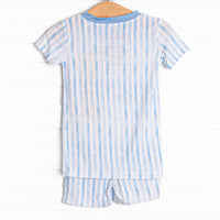 Watercolor Ribbons Bamboo Pajama Short Set, Blue