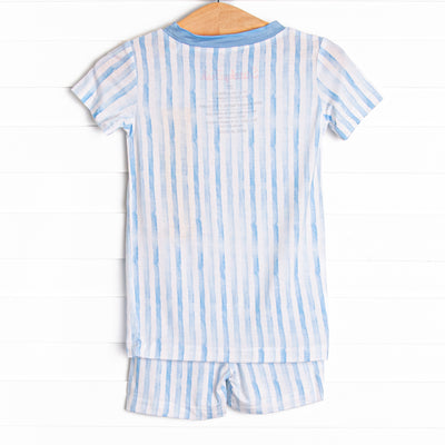 Watercolor Ribbons Bamboo Pajama Short Set, Blue