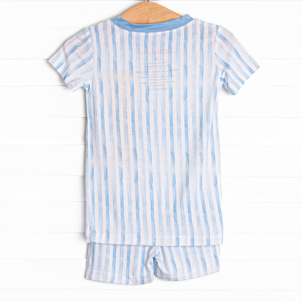 Watercolor Ribbons Bamboo Pajama Short Set, Blue