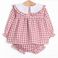 Hillside Orchard Bib Diaper Set, Red Check