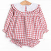 Hillside Orchard Bib Diaper Set, Red Check