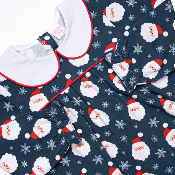 Seasonal Snowfall Ruffle Romper, Navy