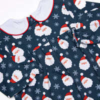 Seasonal Snowfall Ruffle Romper, Navy