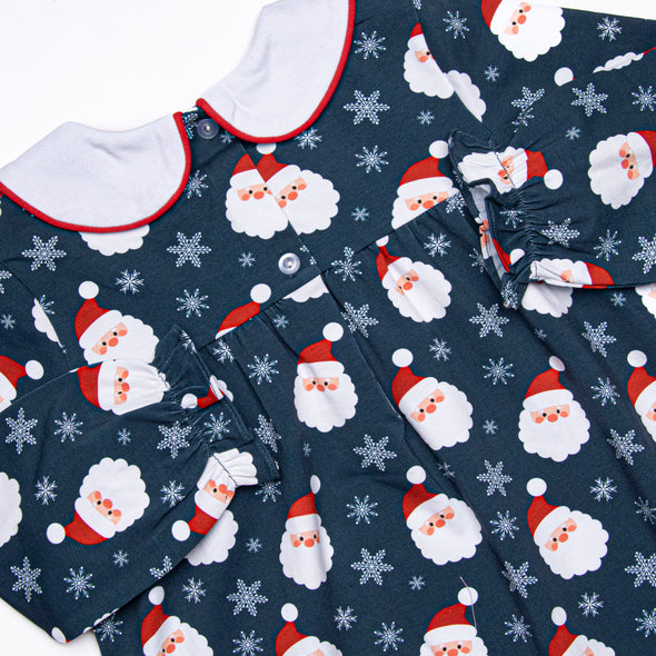 Seasonal Snowfall Ruffle Romper, Navy