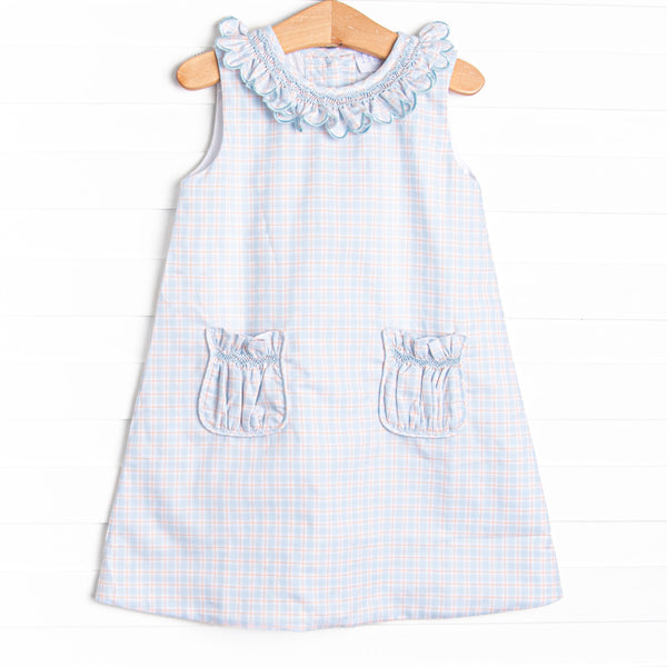 Bleu: Greer Smocked Dress, Blue Plaid