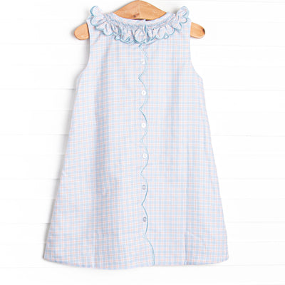 Bleu: Greer Smocked Dress, Blue Plaid