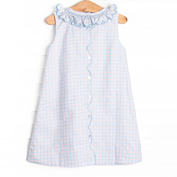 Bleu: Greer Smocked Dress, Blue Plaid