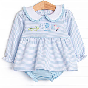 Zoo Park Pals Applique Diaper Set, Blue