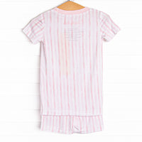Watercolor Ribbons Bamboo Pajama Short Set, Pink