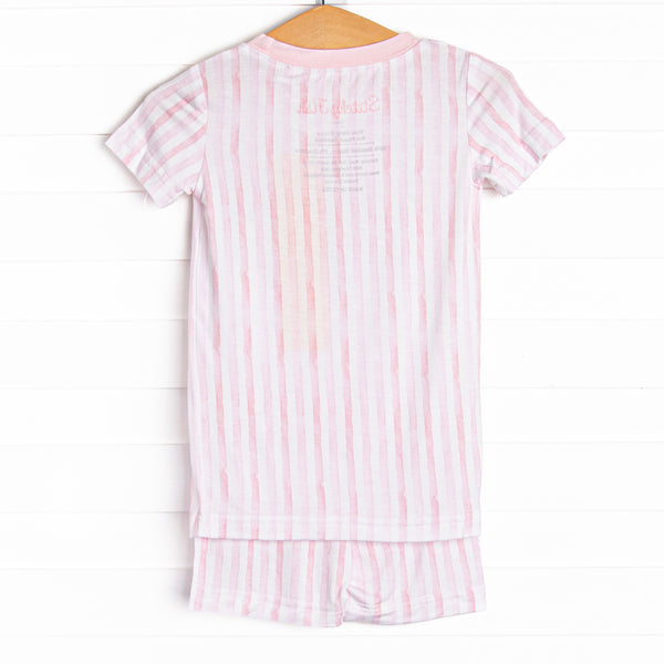 Watercolor Ribbons Bamboo Pajama Short Set, Pink