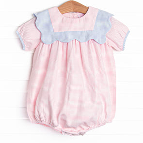Sweetly Scalloped Bubble, Pink Gingham