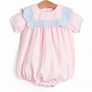 Sweetly Scalloped Bubble, Pink Gingham