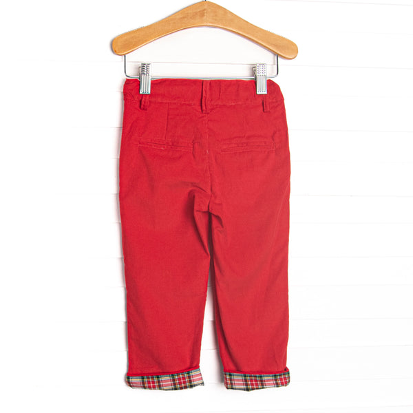 Bleu: Conrad Classic Pant, Red Corduroy and Tartan