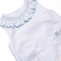 Bleu: Greer Smocked Diaper Set, Blue Plaid