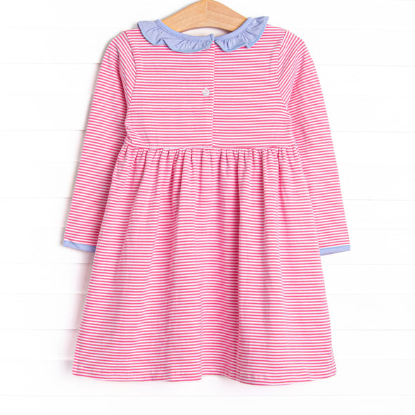 Zoe Dress, Periwinkle and Medium Pink Stripe