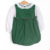 Bleu: Colette Classic Smocked Bubble Set, Green Corduroy