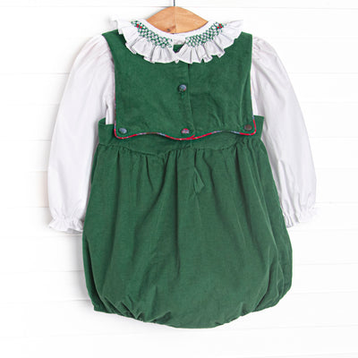Bleu: Colette Classic Smocked Bubble Set, Green Corduroy