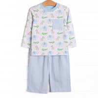 Zoo Park Pals Pant Set, Blue