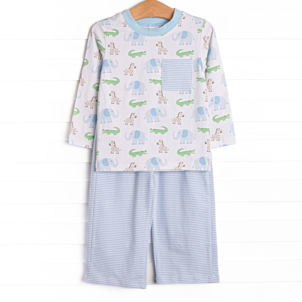 Zoo Park Pals Pant Set, Blue