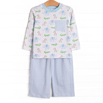 Zoo Park Pals Pant Set, Blue