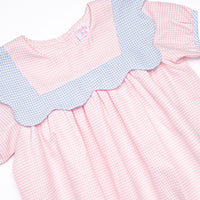 Sweetly Scalloped Dress, Pink Gingham