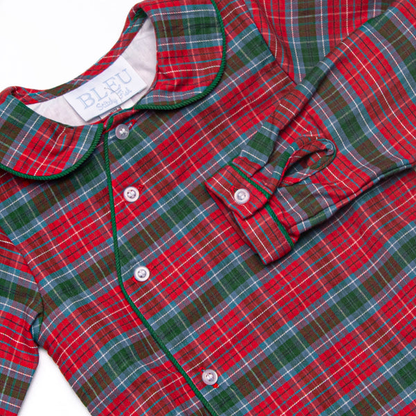 Bleu: Foster Long Sleeve Short Set, Red and Green Christmas Plaid