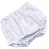 Bleu: Greer Smocked Diaper Set, Blue Plaid