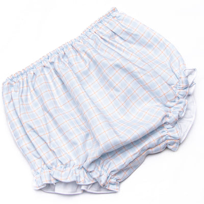 Bleu: Greer Smocked Diaper Set, Blue Plaid