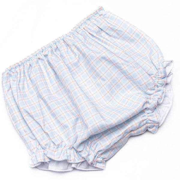 Bleu: Greer Smocked Diaper Set, Blue Plaid