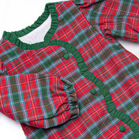 Bleu: Colette Classic Long Sleeve Dress, Red and Green Christmas Plaid