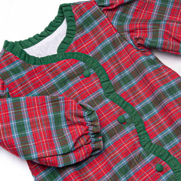 Bleu: Colette Classic Long Sleeve Dress, Red and Green Christmas Plaid