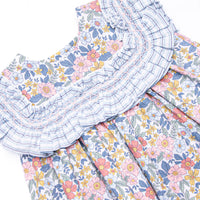 Bleu: Madeline Smocked Diaper Set, Blue