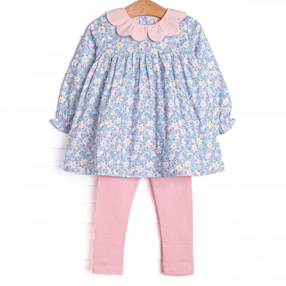 Gardenia Garden Legging Set, Blue
