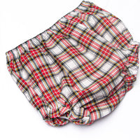 Bleu: Lenora Smocked Collared Diaper Set, Red Tartan