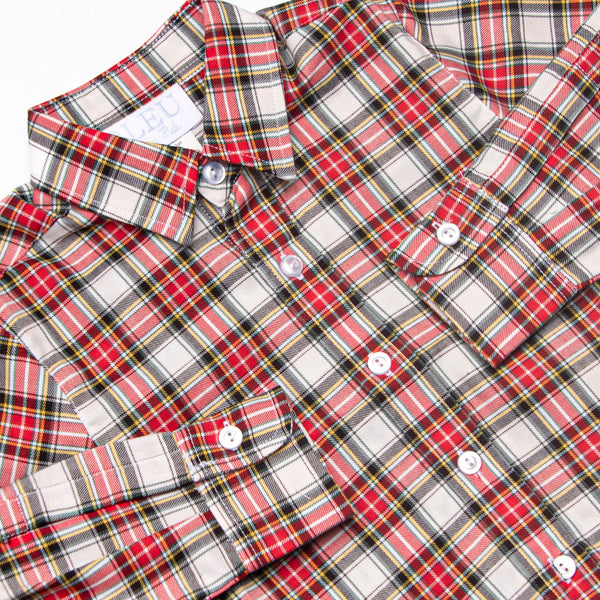 Bleu: Conrad Classic Button-Up Shirt, Red Tartan