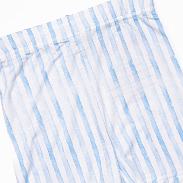 Watercolor Ribbons Bamboo Pajama Short Set, Blue