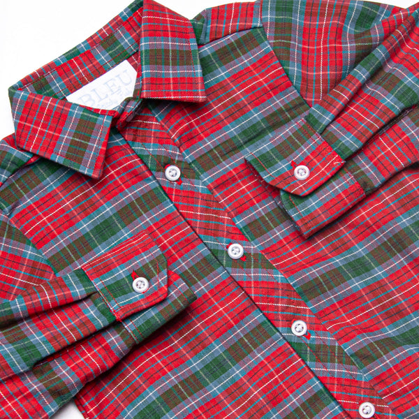 Bleu: Conrad Classic Button-Up Shirt, Red and Green Christmas Plaid