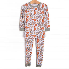 Farm Festival Bamboo Pajama Set, Orange
