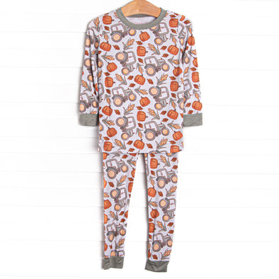 Farm Festival Bamboo Pajama Set, Orange
